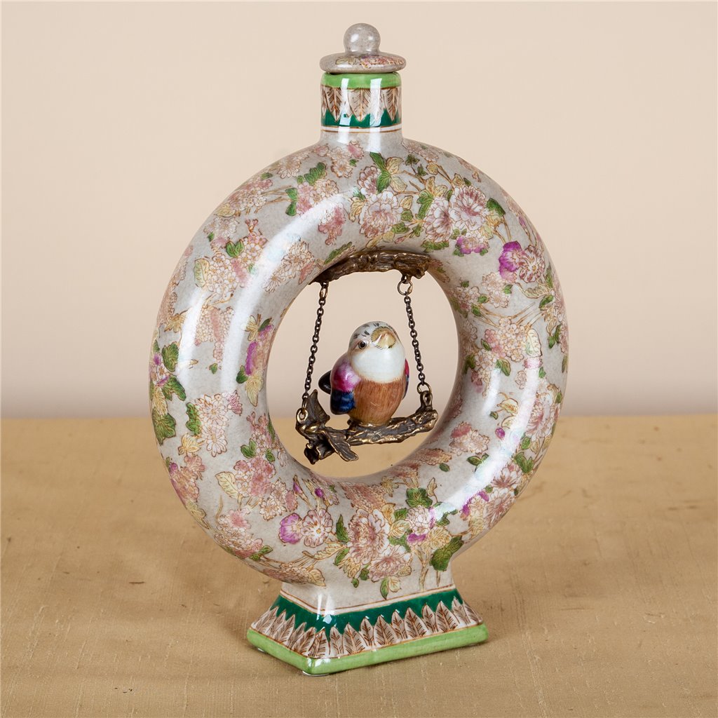Danny's Fine Porcelain Round Bottle with Swinging Bird - Adeline