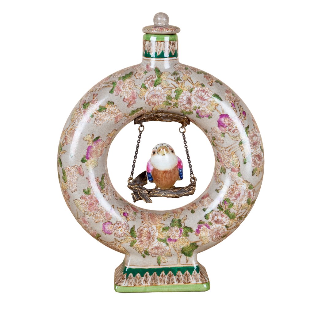 Danny's Fine Porcelain Round Bottle with Swinging Bird - Adeline