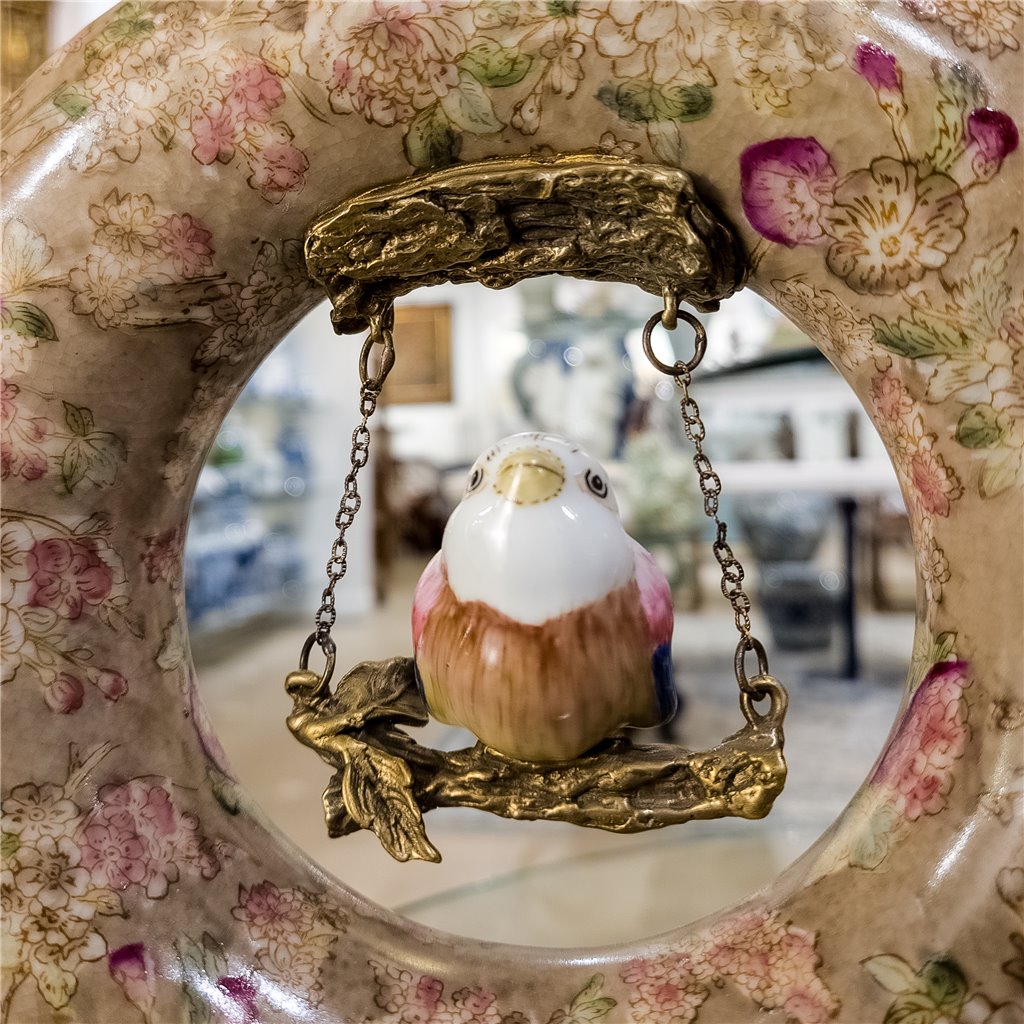 Danny's Fine Porcelain Round Bottle with Swinging Bird - Adeline