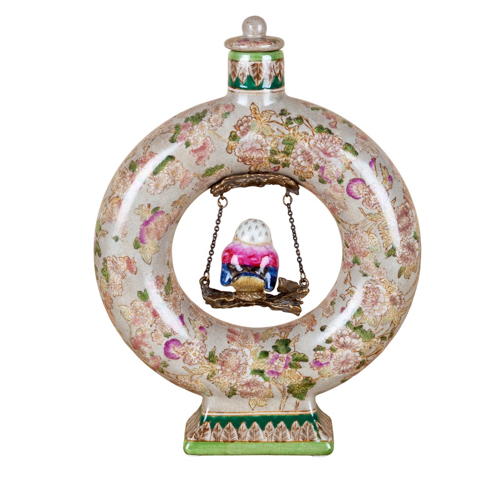 Danny's Fine Porcelain Round Bottle with Swinging Bird - Adeline