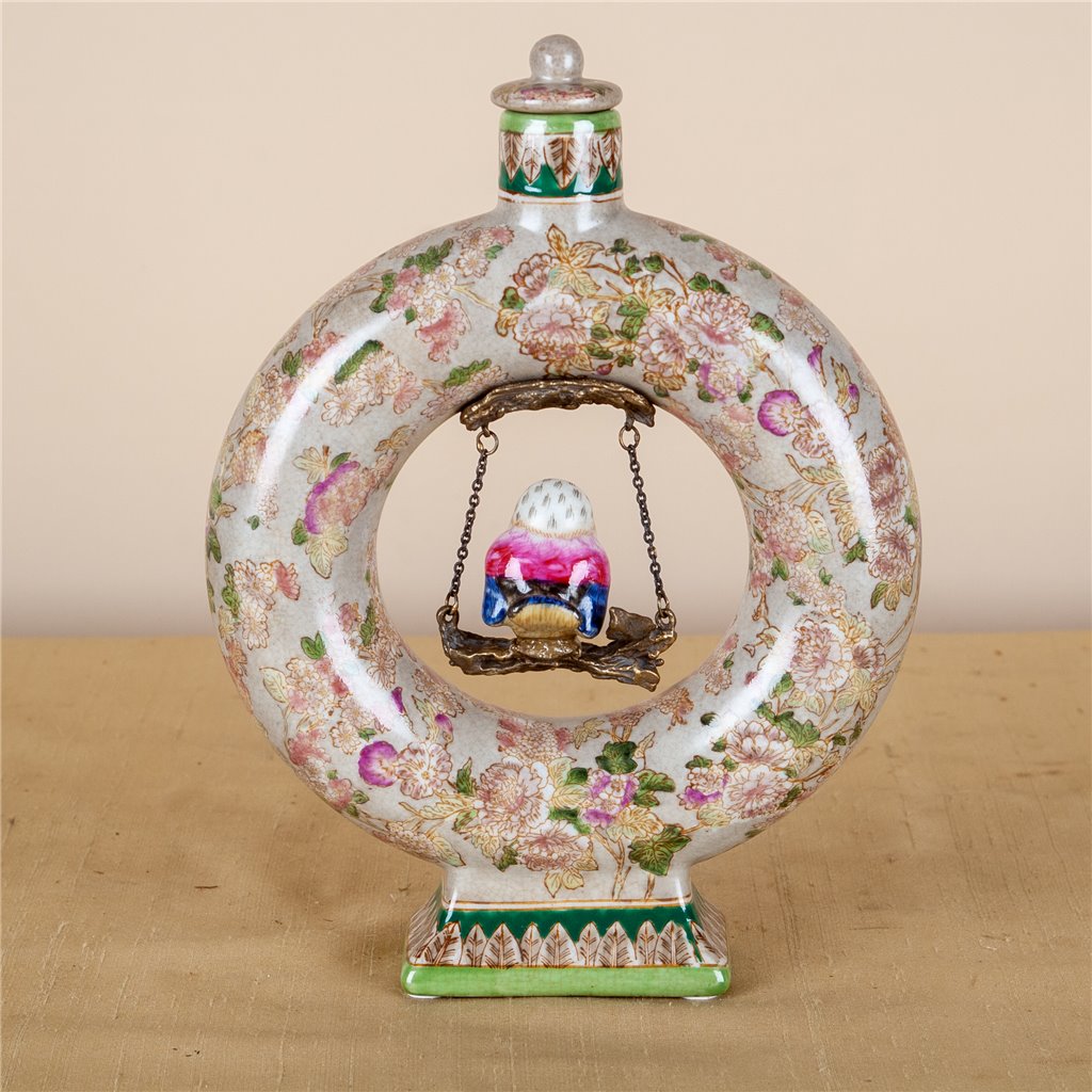 Danny's Fine Porcelain Round Bottle with Swinging Bird - Adeline