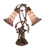 17" High Stained Glass Pond Lily 2 Light Trellis Girl Accent Lamp