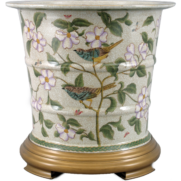 Danny's Fine Porcelain Planter with Wood Stand - CLOSEOUT