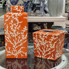 Danny's Fine Porcelain 6"l X 6w X 6h Porcelain Tissue Box - Orange Coral