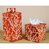 Danny's Fine Porcelain 6"l X 6w X 6h Porcelain Tissue Box - Orange Coral