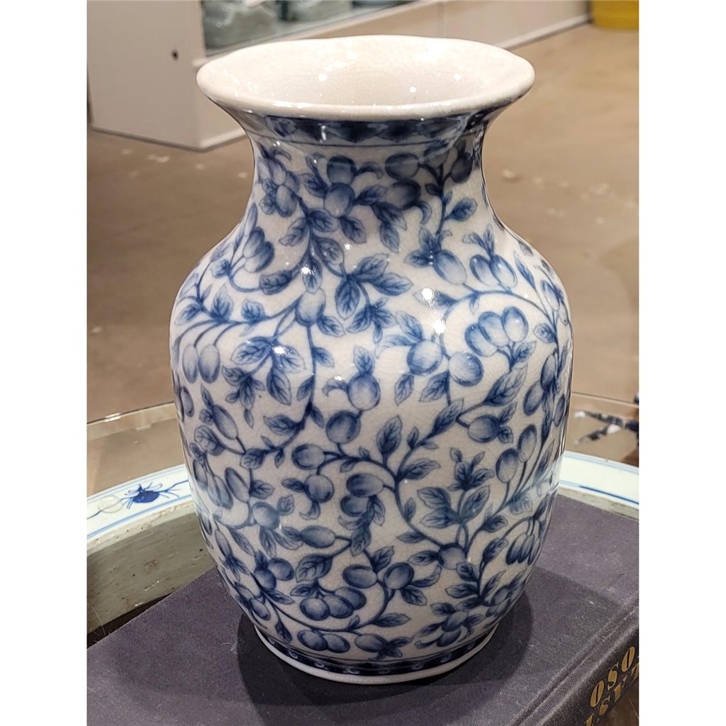 Danny's Fine Porcelain Porcelain Vase - Blue & White Filigree(predrilled Hole)