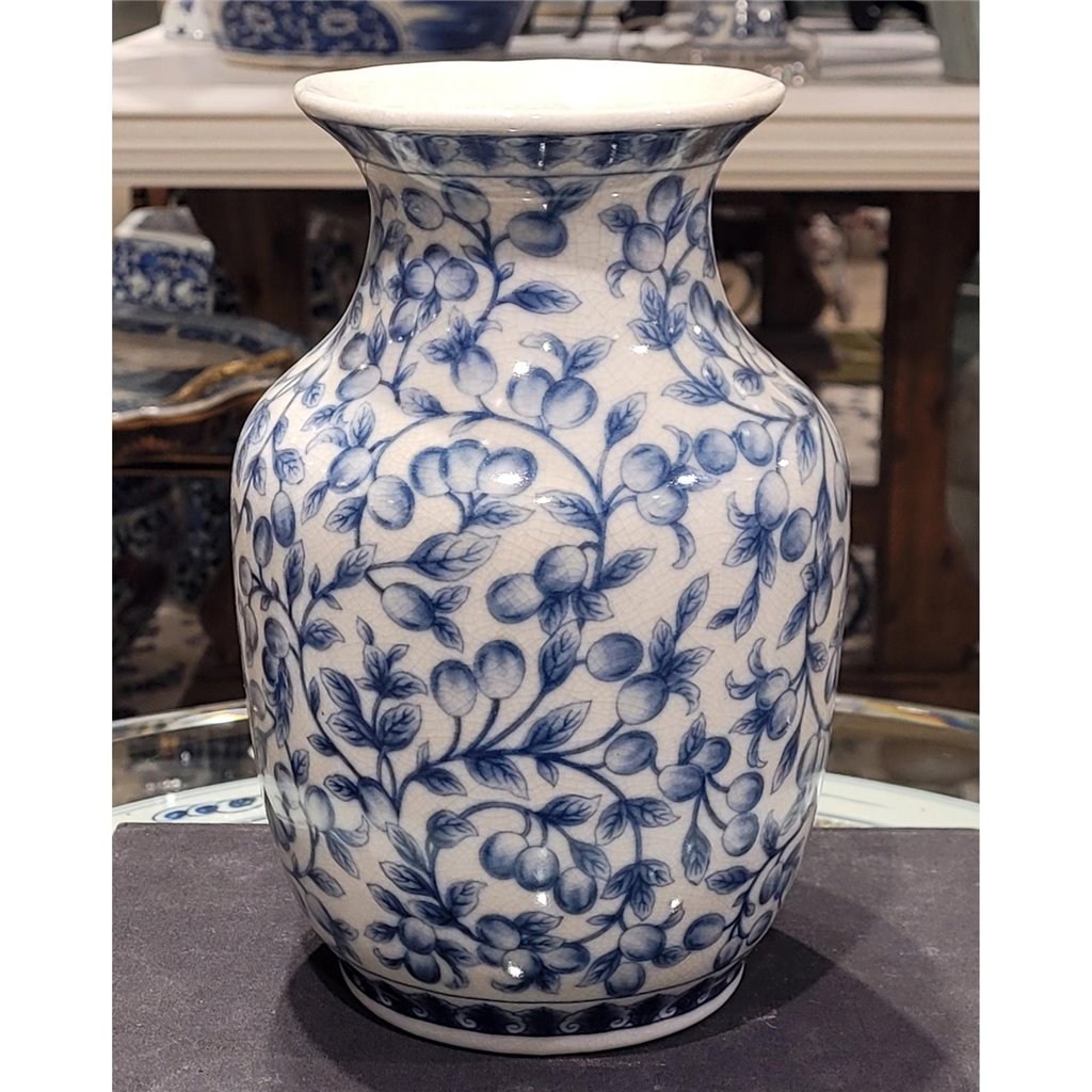 Danny's Fine Porcelain Porcelain Vase - Blue & White Filigree(predrilled Hole)