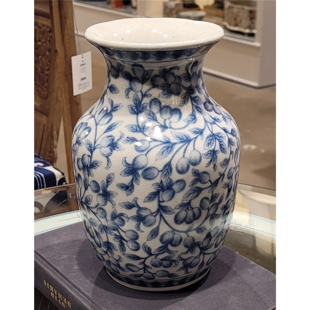 Danny's Fine Porcelain Porcelain Vase - Blue & White Filigree(predrilled Hole)