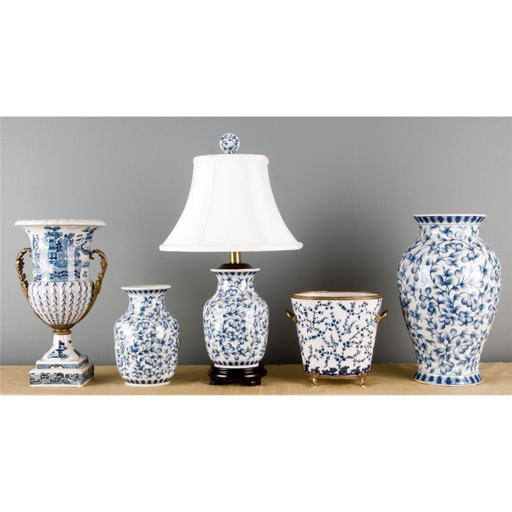 Danny's Fine Porcelain Porcelain Vase - Blue & White Filigree(predrilled Hole)