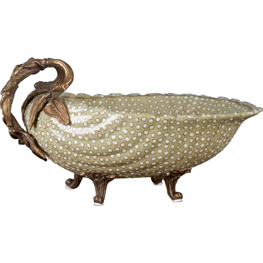 Danny's Fine Porcelain Porcelain Shell Dish with Bronze Accent- Dotty