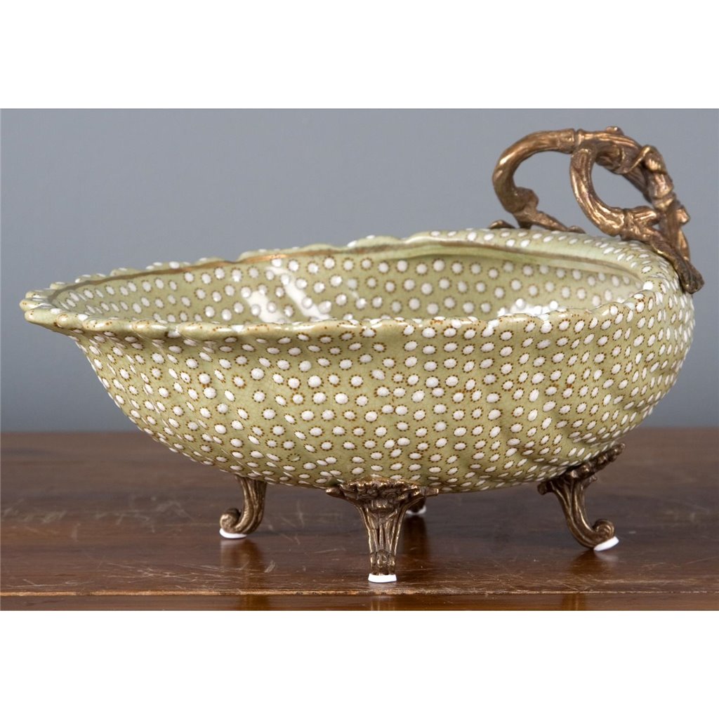 Danny's Fine Porcelain Porcelain Shell Dish with Bronze Accent- Dotty