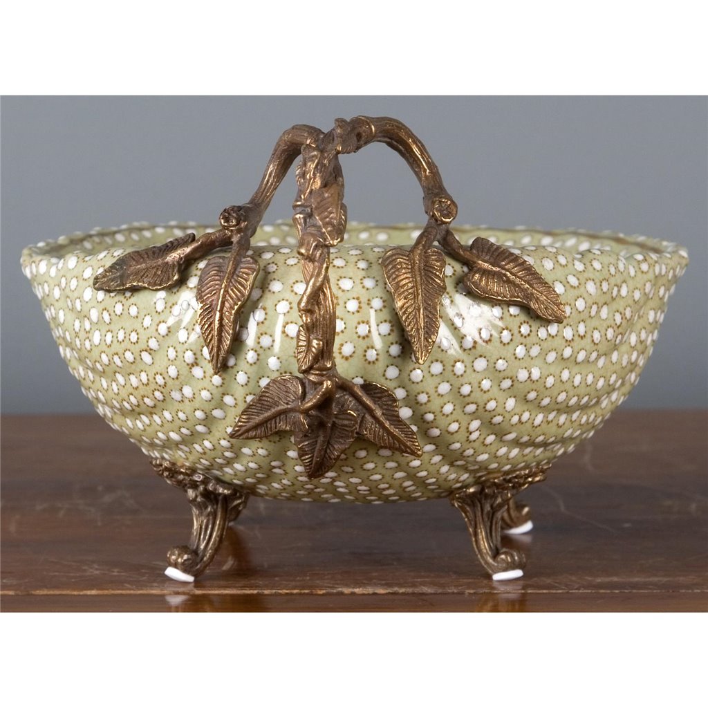 Danny's Fine Porcelain Porcelain Shell Dish with Bronze Accent- Dotty