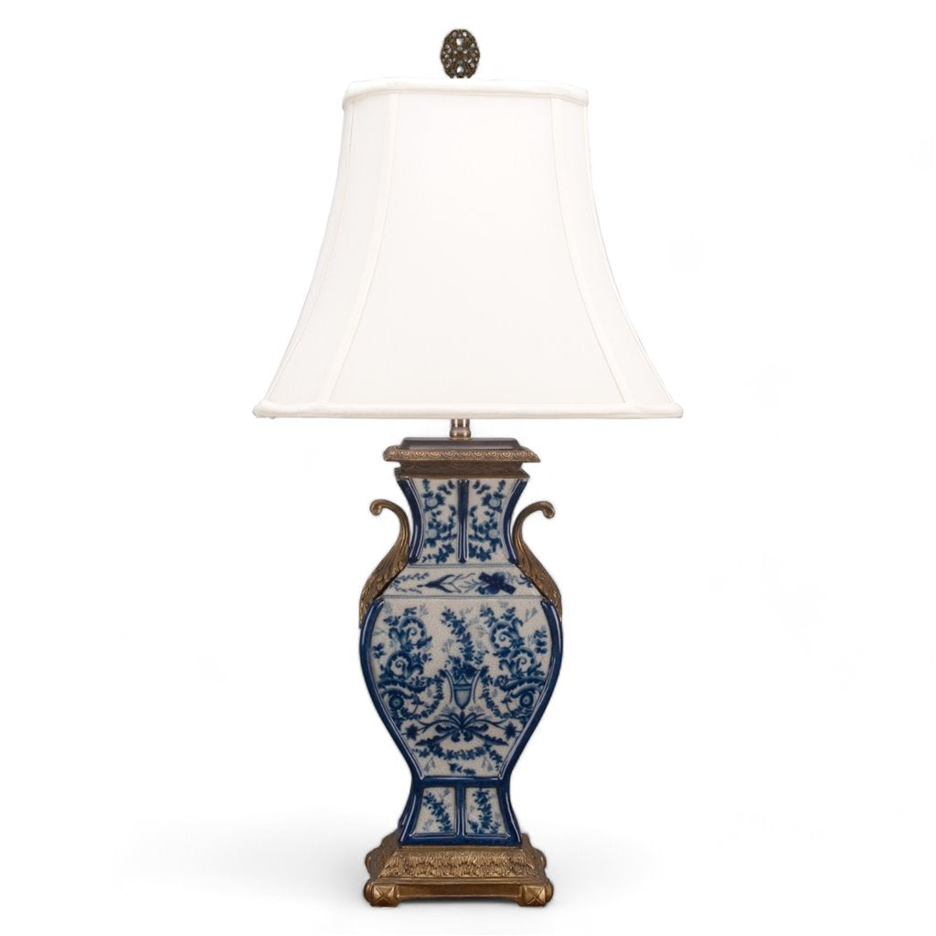 Danny's Fine Porcelain Rect Vass Lamp with Bronze-Azure Casey(125-16be)