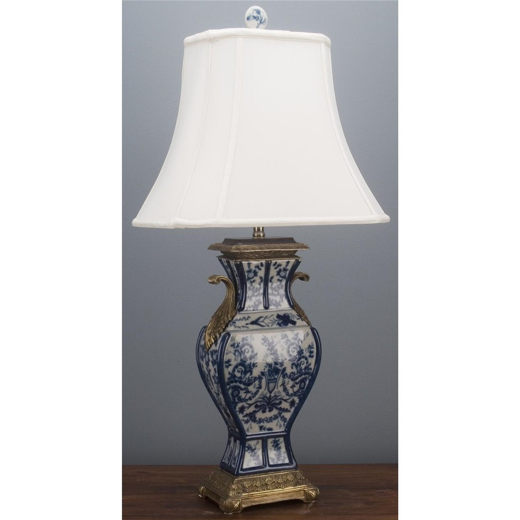 Danny's Fine Porcelain Rect Vass Lamp with Bronze-Azure Casey(125-16be)