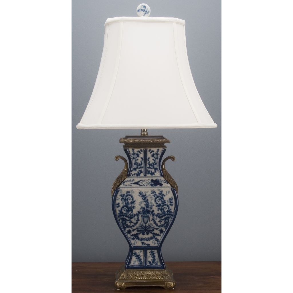 Danny's Fine Porcelain Rect Vass Lamp with Bronze-Azure Casey(125-16be)