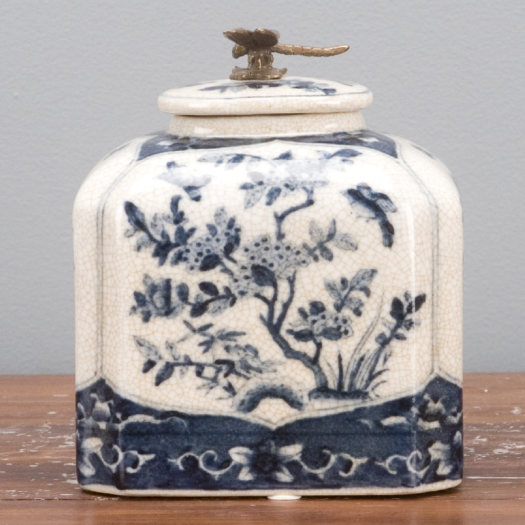 Danny's Fine Porcelain Box with Dragonfly Top - Blue & White