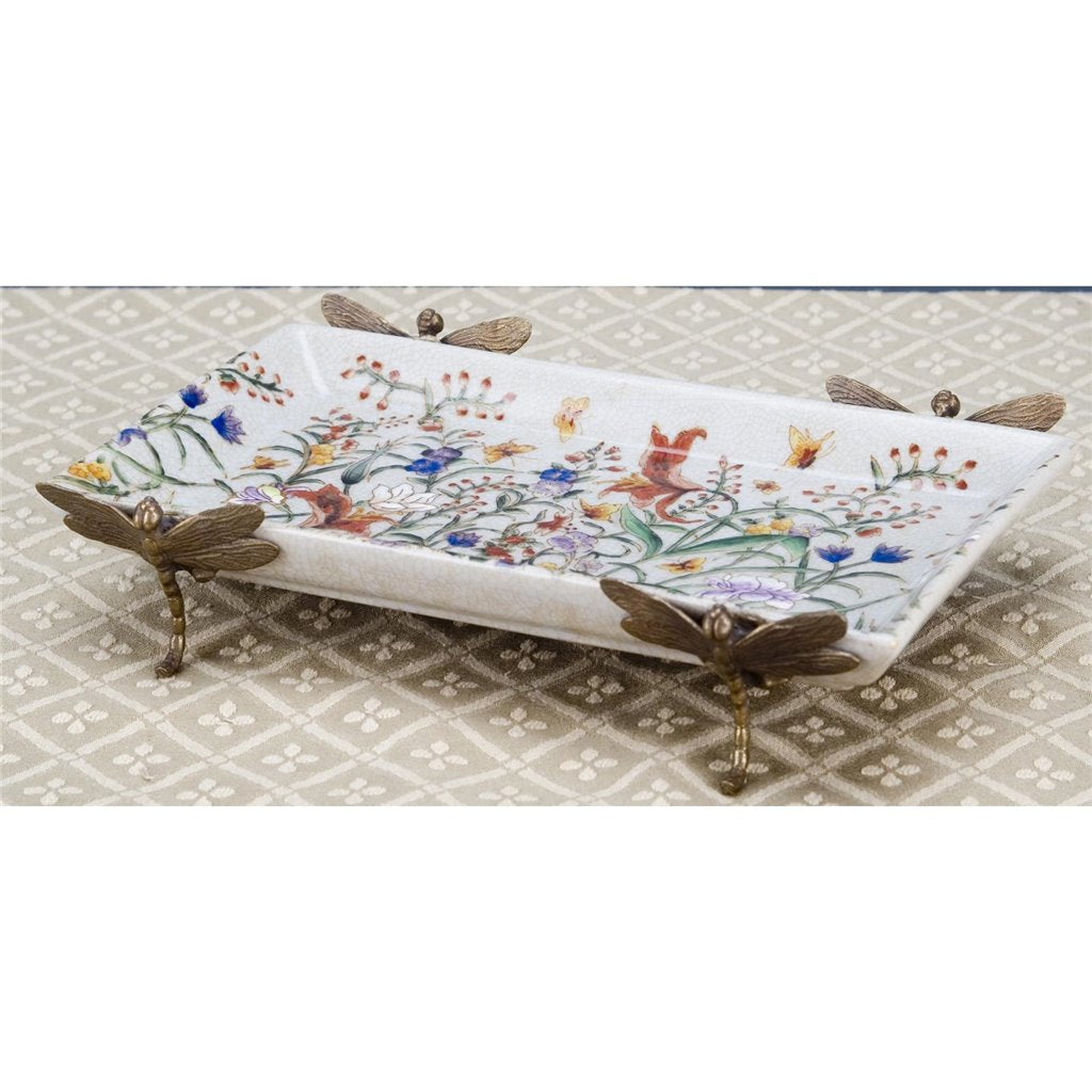 Danny's Fine Porcelain Porcelain Tray with Bronze Dragonfly-Gloria