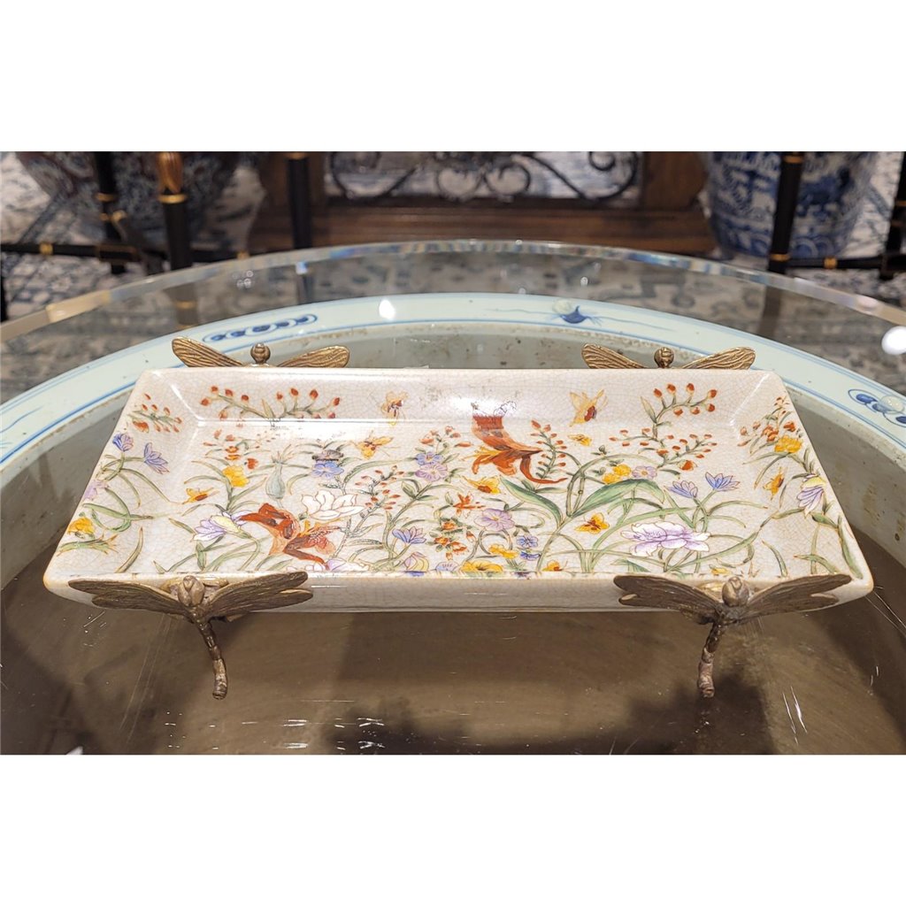 Danny's Fine Porcelain Porcelain Tray with Bronze Dragonfly-Gloria