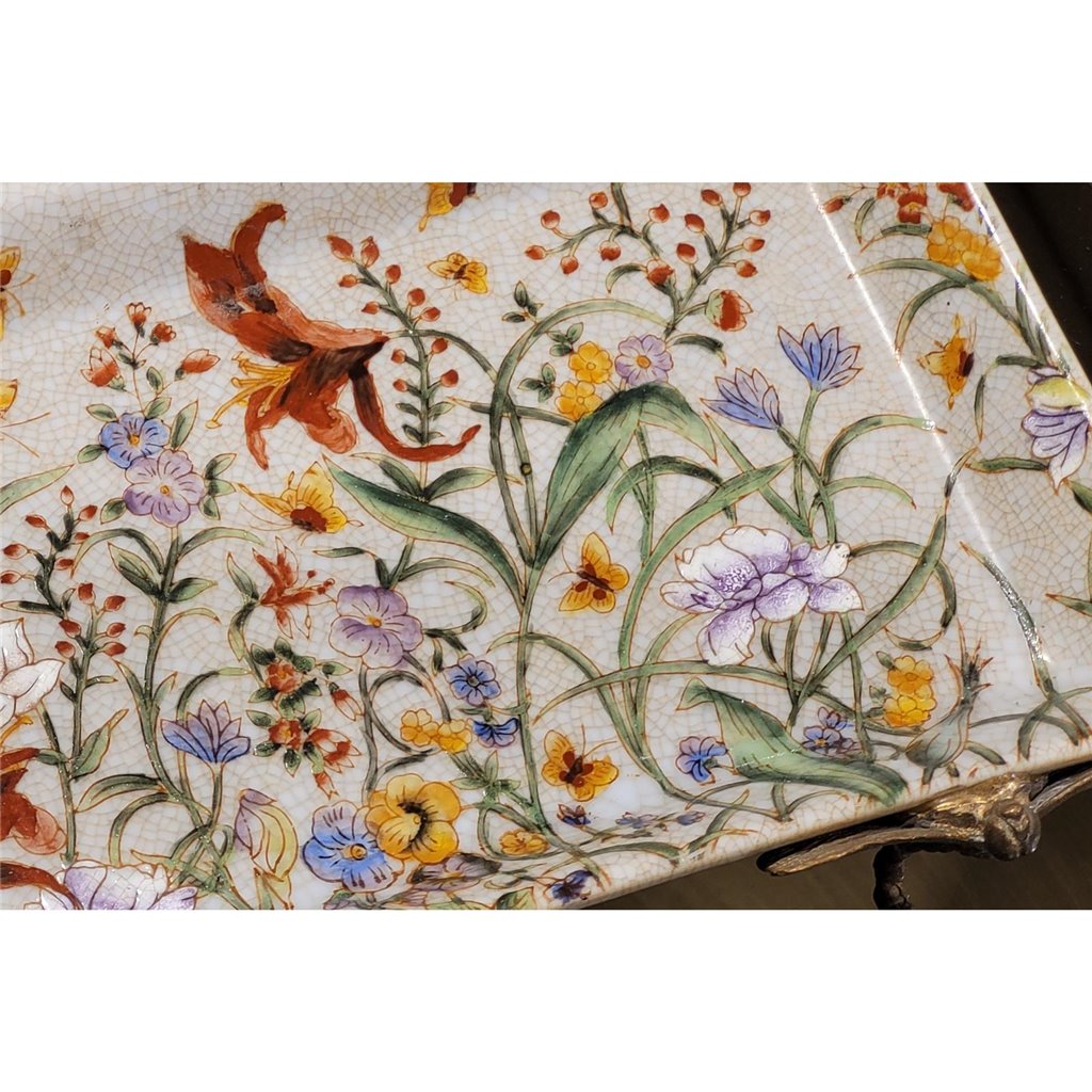Danny's Fine Porcelain Porcelain Tray with Bronze Dragonfly-Gloria