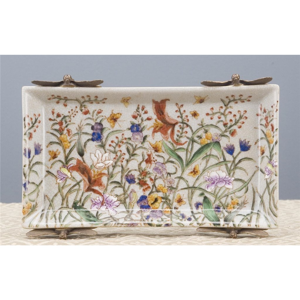 Danny's Fine Porcelain Porcelain Tray with Bronze Dragonfly-Gloria