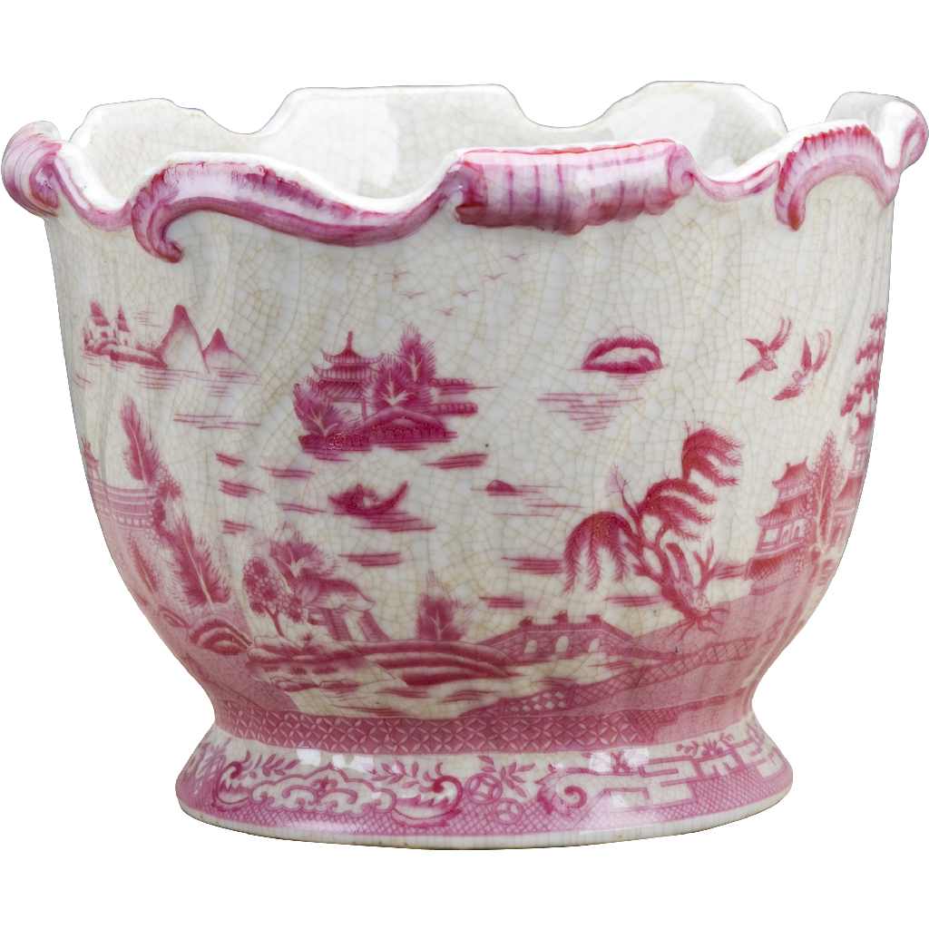 Danny's Fine Porcelain Planter-Pink and White Willow [loc:028-18]