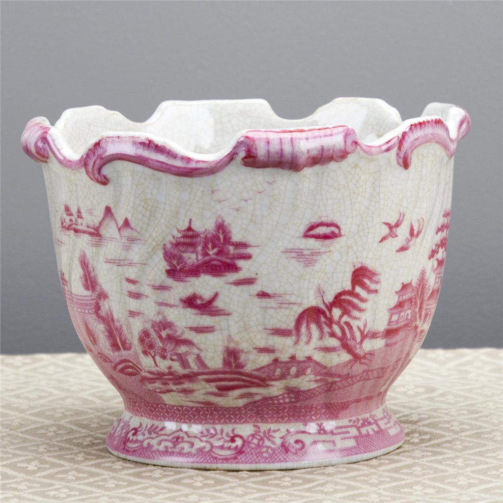 Danny's Fine Porcelain Planter-Pink and White Willow [loc:028-18]
