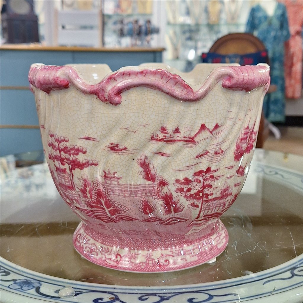 Danny's Fine Porcelain Planter-Pink and White Willow [loc:028-18]