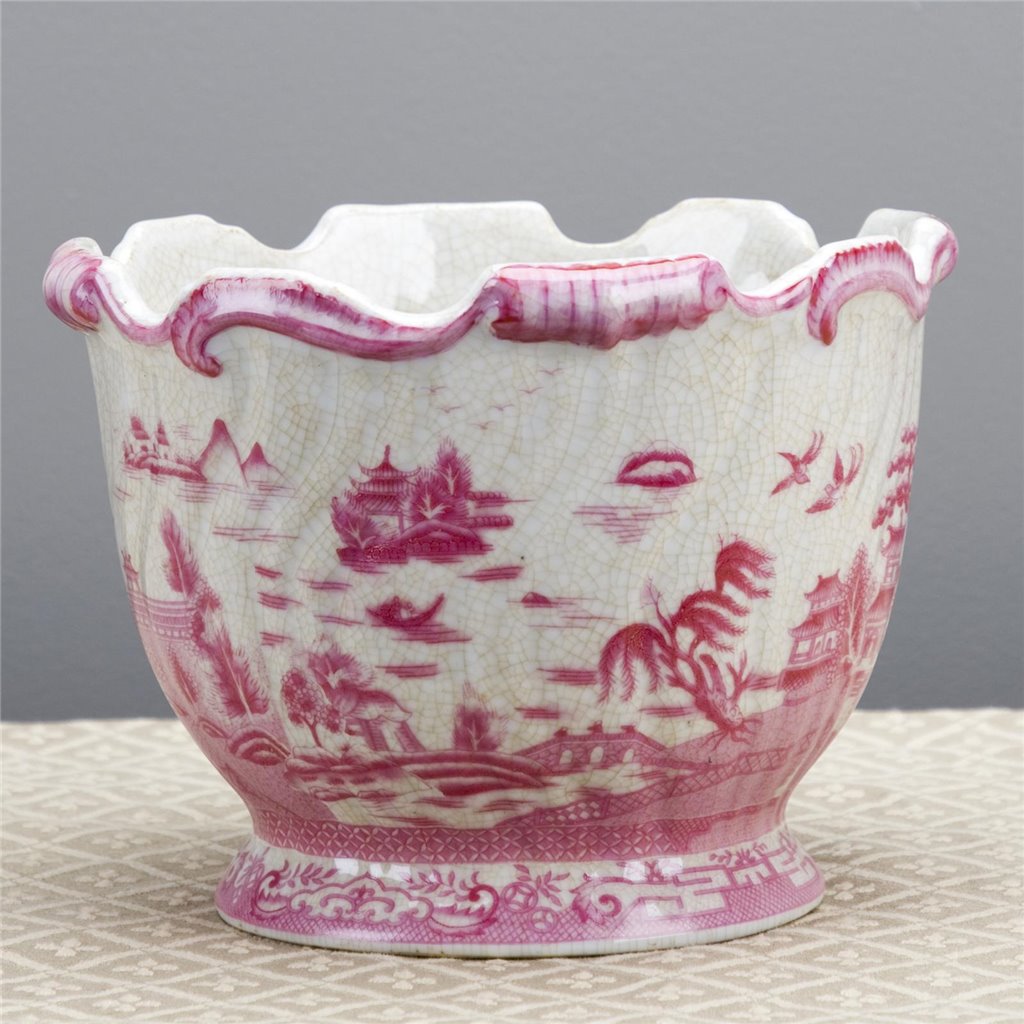 Danny's Fine Porcelain Planter-Pink and White Willow [loc:028-18]