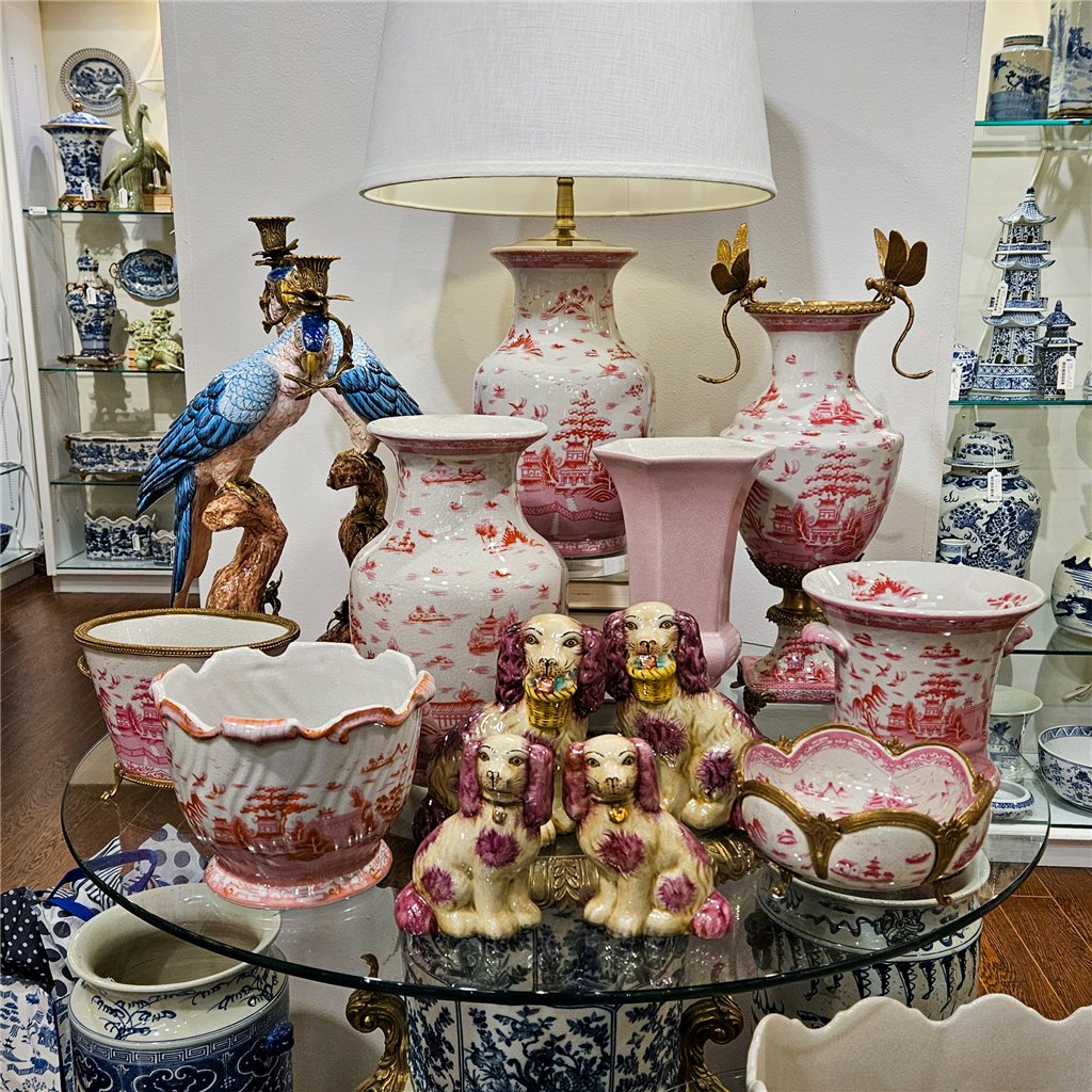 Danny's Fine Porcelain Planter-Pink and White Willow [loc:028-18]