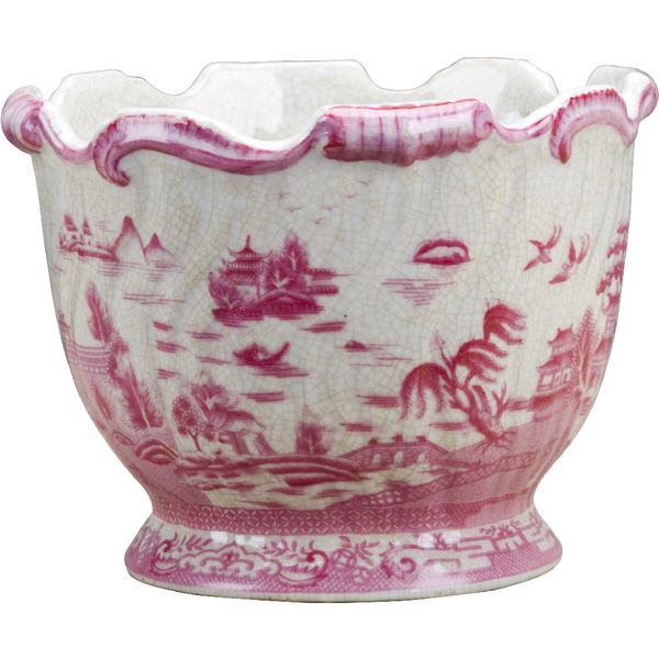 Danny's Fine Porcelain Planter-Pink and White Willow [loc:028-18]