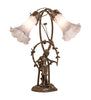 17" High Gray Tiffany Pond Lily 2 Light Trellis Girl Accent Lamp