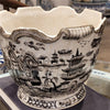 Danny's Fine Porcelain 8" Dia X 6h Scallop Planter - Black and White Willow