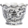 Danny's Fine Porcelain 8" Dia X 6h Scallop Planter - Black and White Willow
