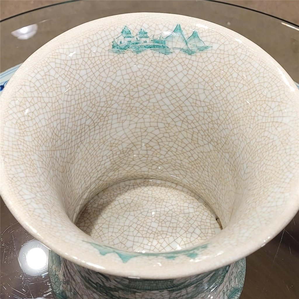Danny's Fine Porcelain Planter - Green and White