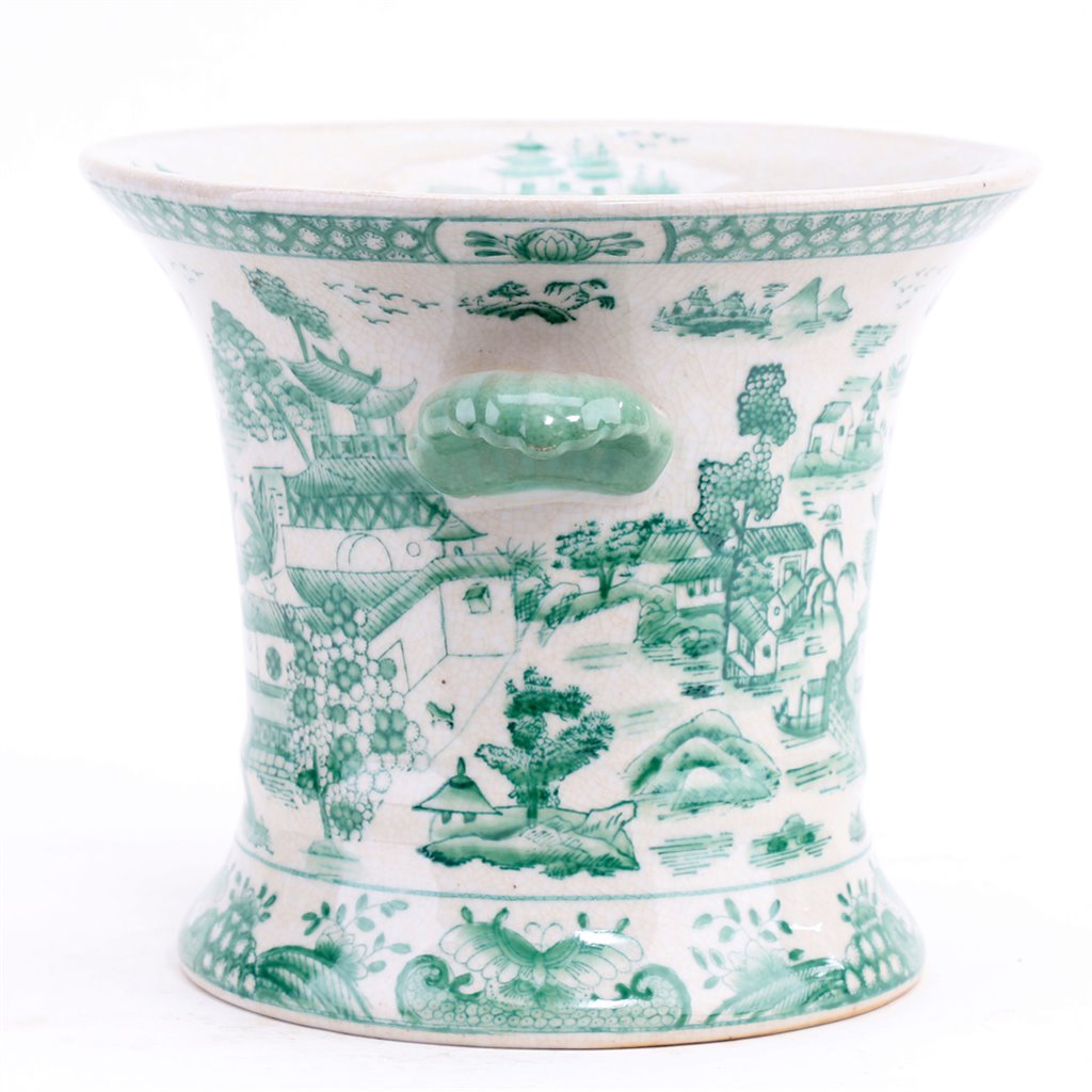 Danny's Fine Porcelain Planter - Green and White