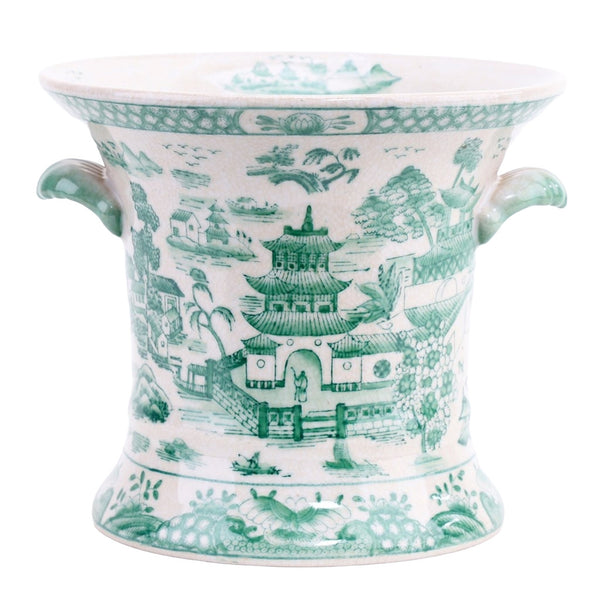 Danny's Fine Porcelain Planter - Green and White