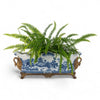 Danny's Fine Porcelain Porcelain Elongated Planter with Swan Bronze Ormolu - Blue Willow