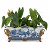 Danny's Fine Porcelain Porcelain Elongated Planter with Swan Bronze Ormolu - Blue Willow