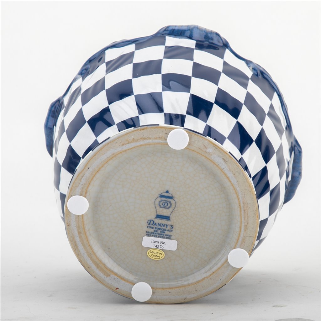 Danny's Fine Porcelain Planter - Blue & White Checker