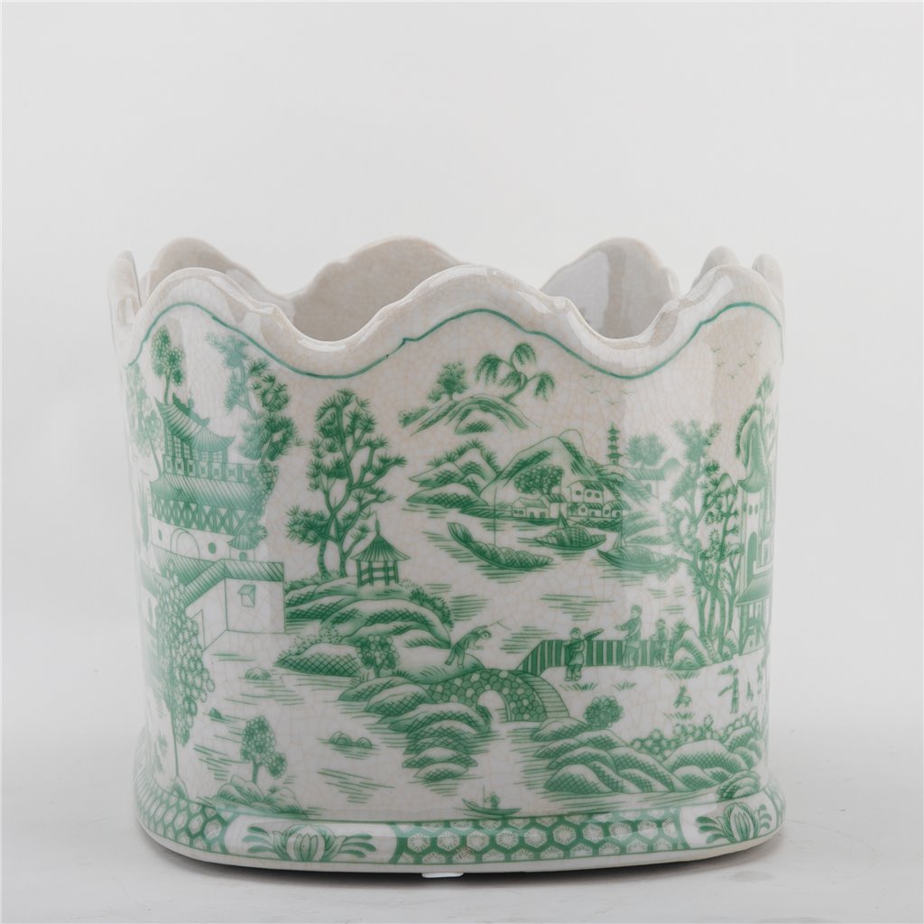 Danny's Fine Porcelain Planter- Green Willow