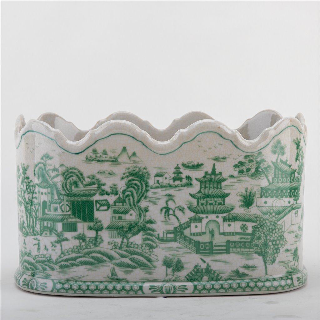 Danny's Fine Porcelain Planter- Green Willow