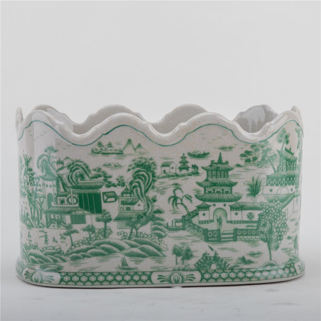 Danny's Fine Porcelain Planter- Green Willow