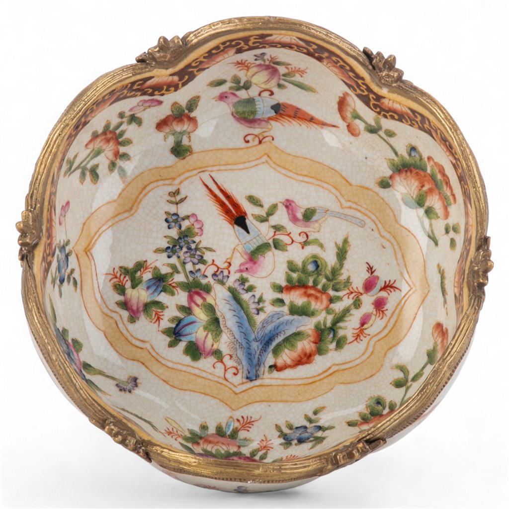 Danny's Fine Porcelain Porcelain Scallop Basin with Bronze Ormolu - Regency