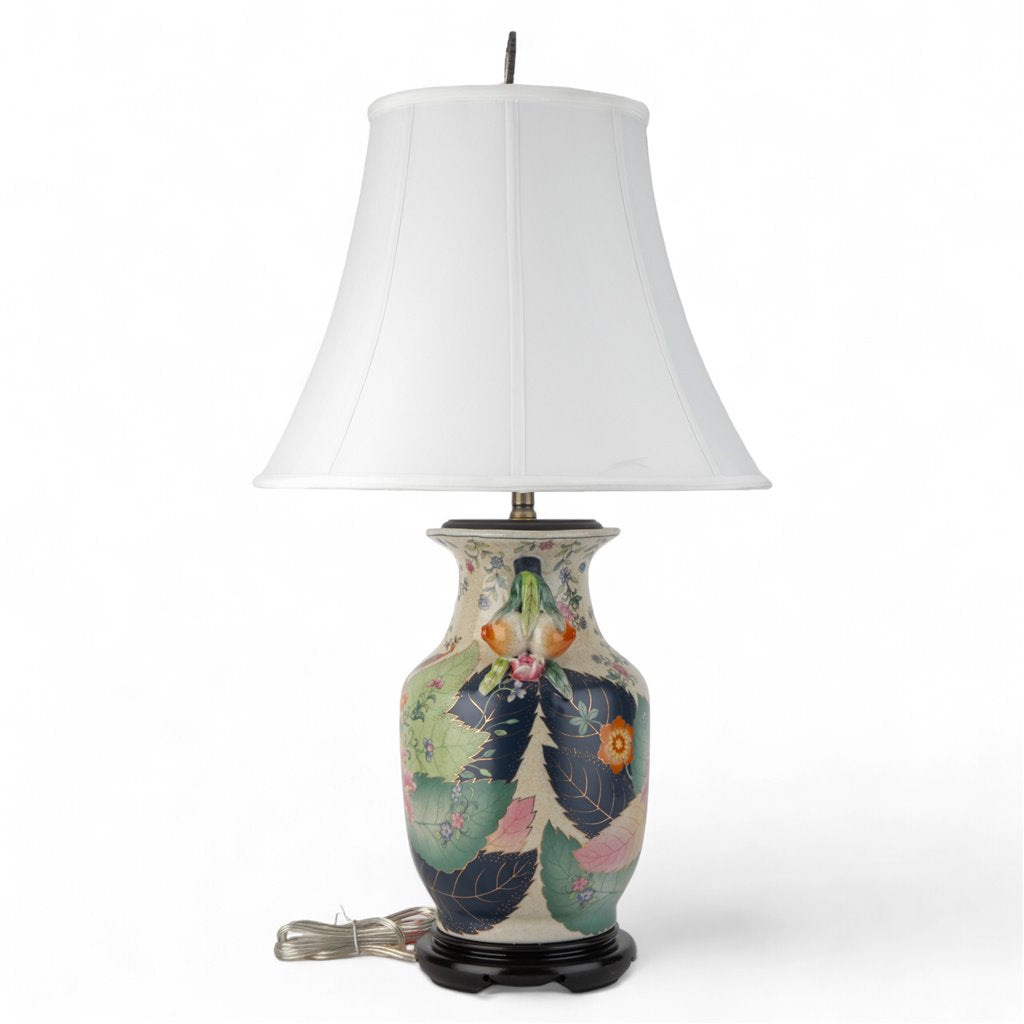 Danny's Fine Porcelain Porcelain Lamp - Tobacco Leaf (wood Base)(108-17-Be)