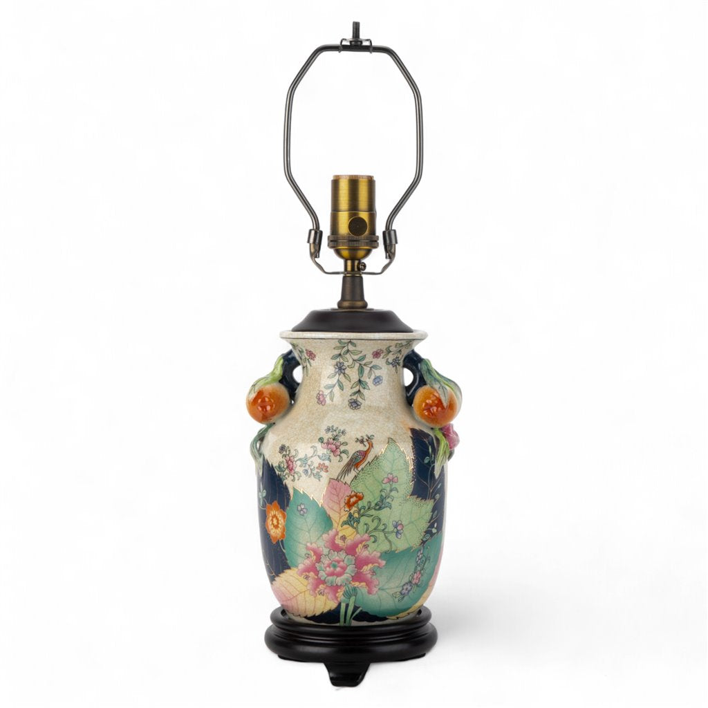 Danny's Fine Porcelain Porcelain Small Lamp - Tobacco Leaf (wood Base)