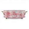 Danny's Fine Porcelain Porcelain Oval Basin with Ormolu Handles-Pink and White Willow