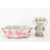 Danny's Fine Porcelain Porcelain Oval Basin with Ormolu Handles-Pink and White Willow