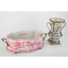 Danny's Fine Porcelain Porcelain Oval Basin with Ormolu Handles-Pink and White Willow