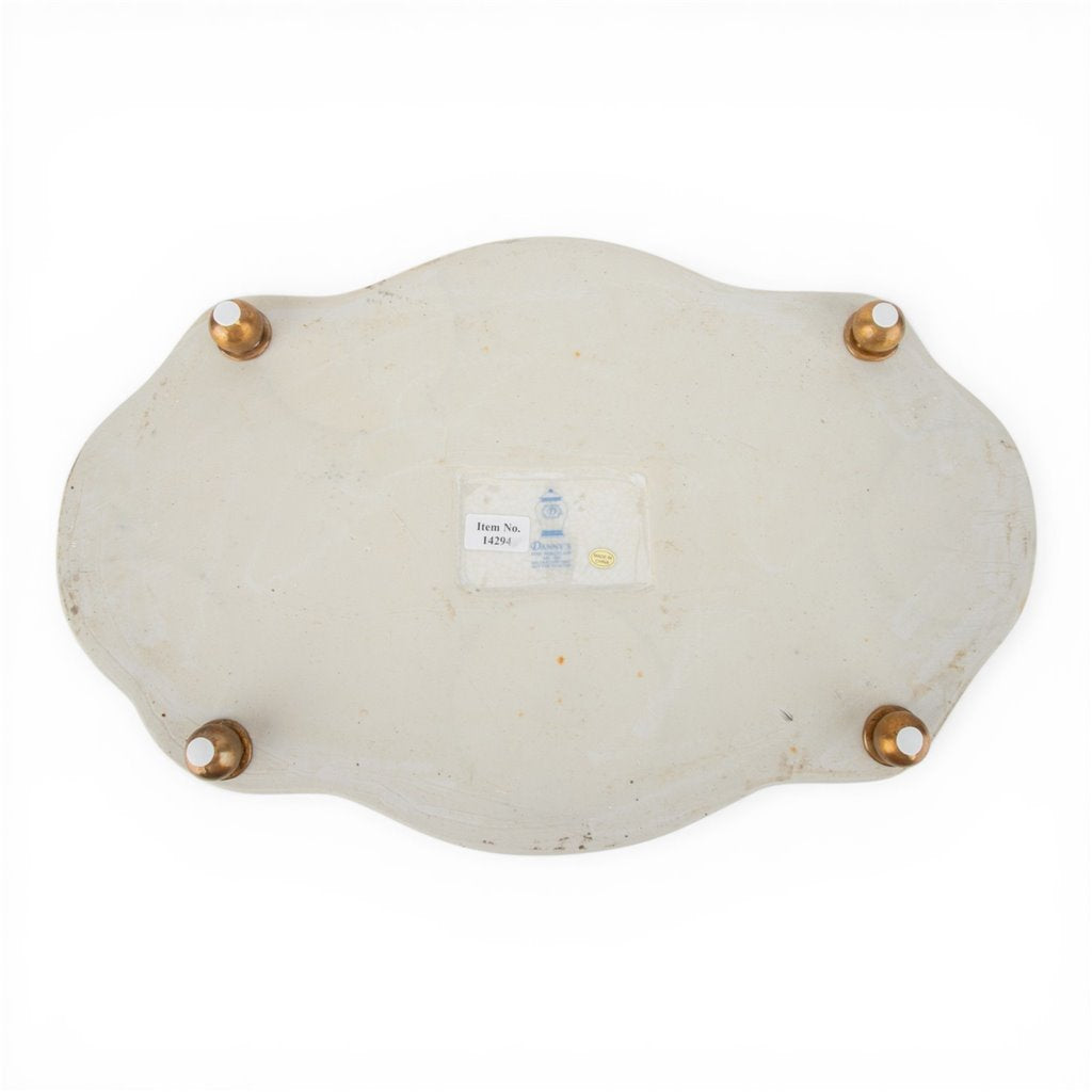 Danny's Fine Porcelain Porcelain Oval Basin with Ormolu Handles-Pink and White Willow
