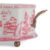 Danny's Fine Porcelain Porcelain Oval Basin with Ormolu Handles-Pink and White Willow